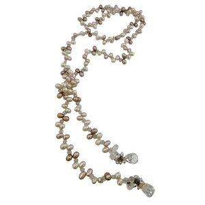 Vintage Pearl and Crystal Lariat Necklace (A9205)